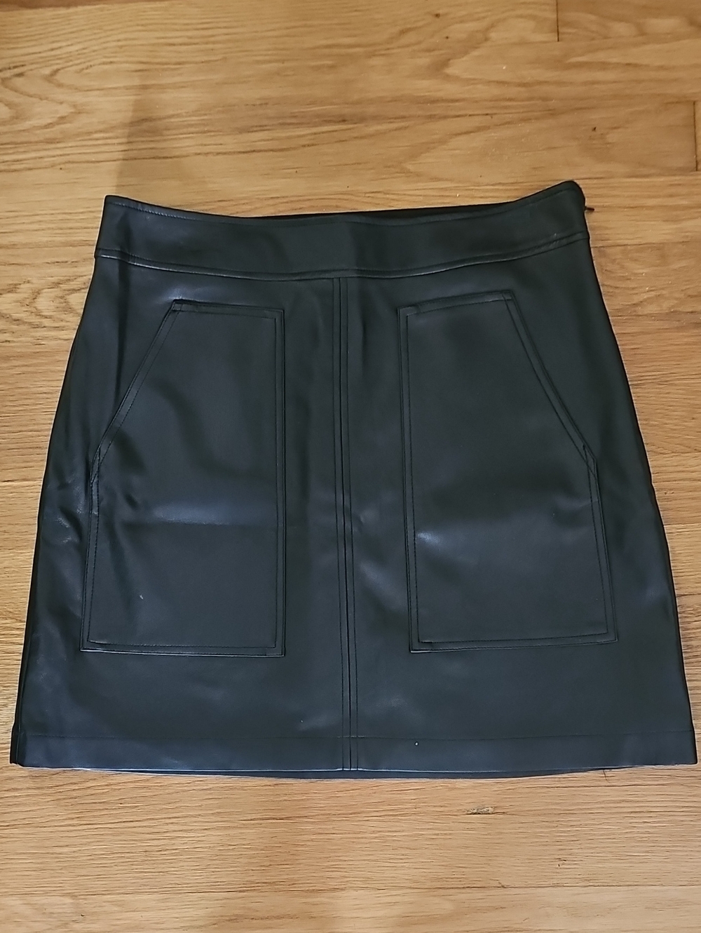 Loft Black Faux Leather A Line Skirt Women's Size 8 NWT